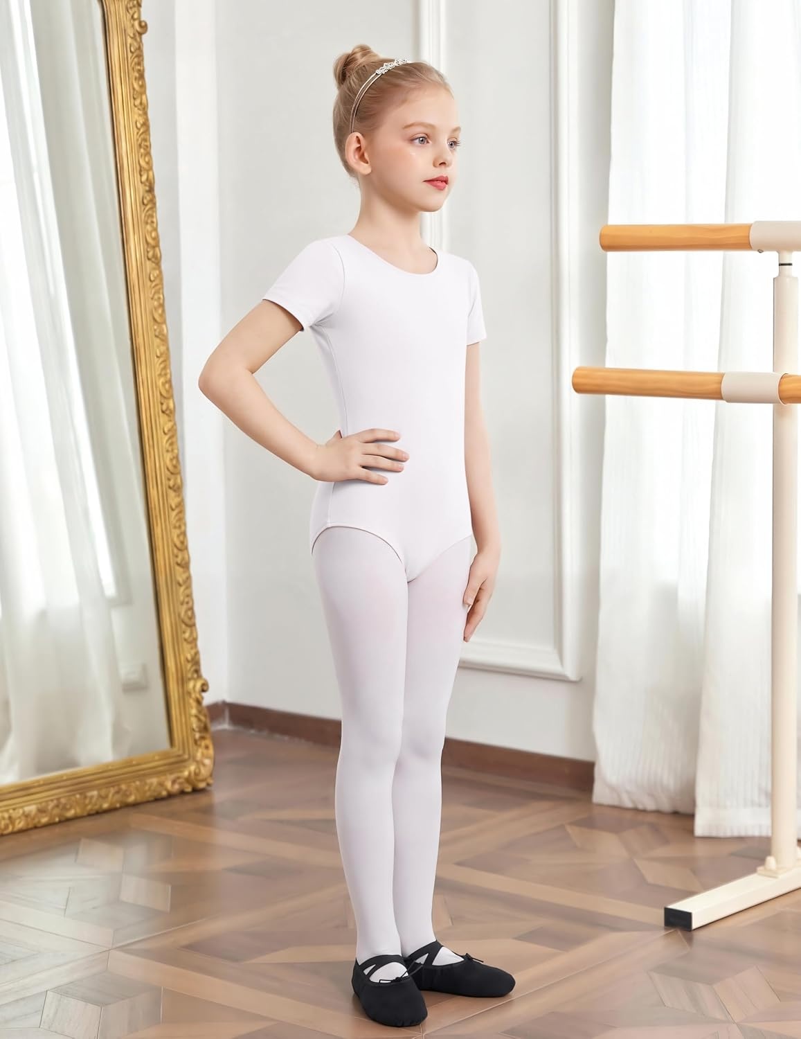 image:imageZaclotre Girls Gymnastics Leotards Crisscross Back Ballet Dance Outfits Team Basic LeotardClassic Short SleeveHollow BackHigh StretchPerfect FitSoft CottonBreathableBallerina CostumeWhite