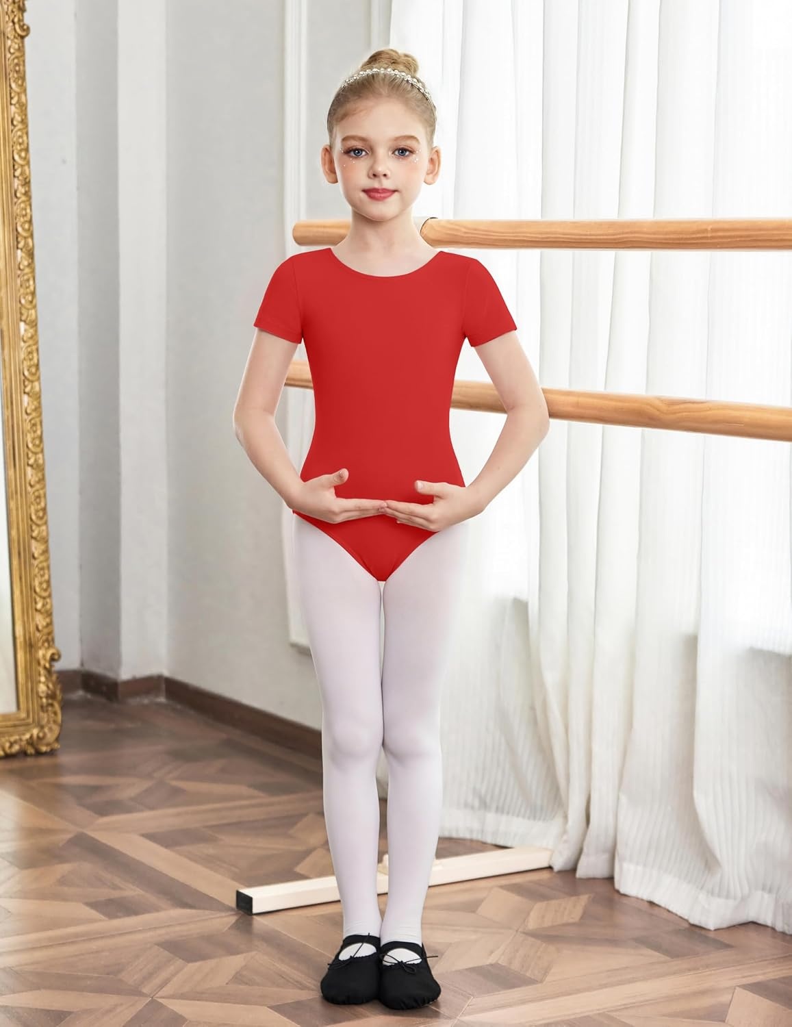 image:imageZaclotre Girls Gymnastics Leotards Crisscross Back Ballet Dance Outfits Team Basic LeotardClassic Short SleeveHollow BackHigh StretchPerfect FitSoft CottonBreathableBallerina CostumeRed