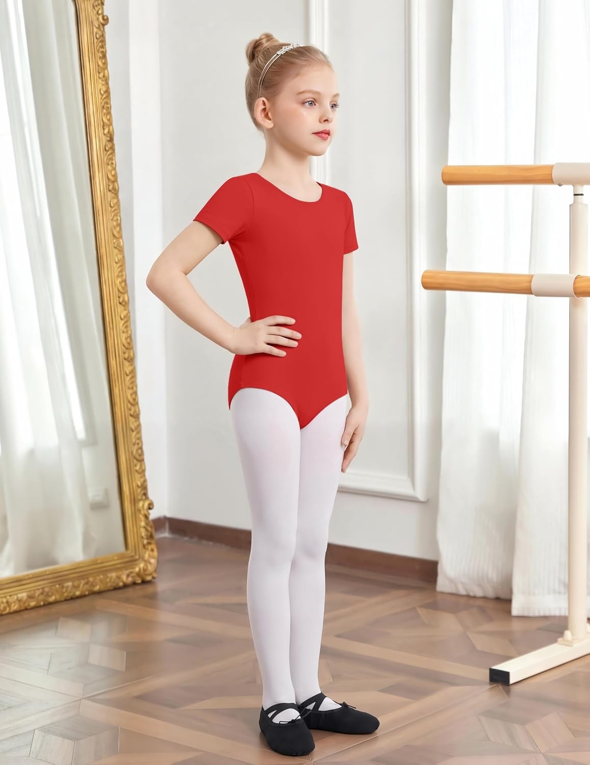 image:imageZaclotre Girls Gymnastics Leotards Crisscross Back Ballet Dance Outfits Team Basic LeotardClassic Short SleeveHollow BackHigh StretchPerfect FitSoft CottonBreathableBallerina CostumeRed
