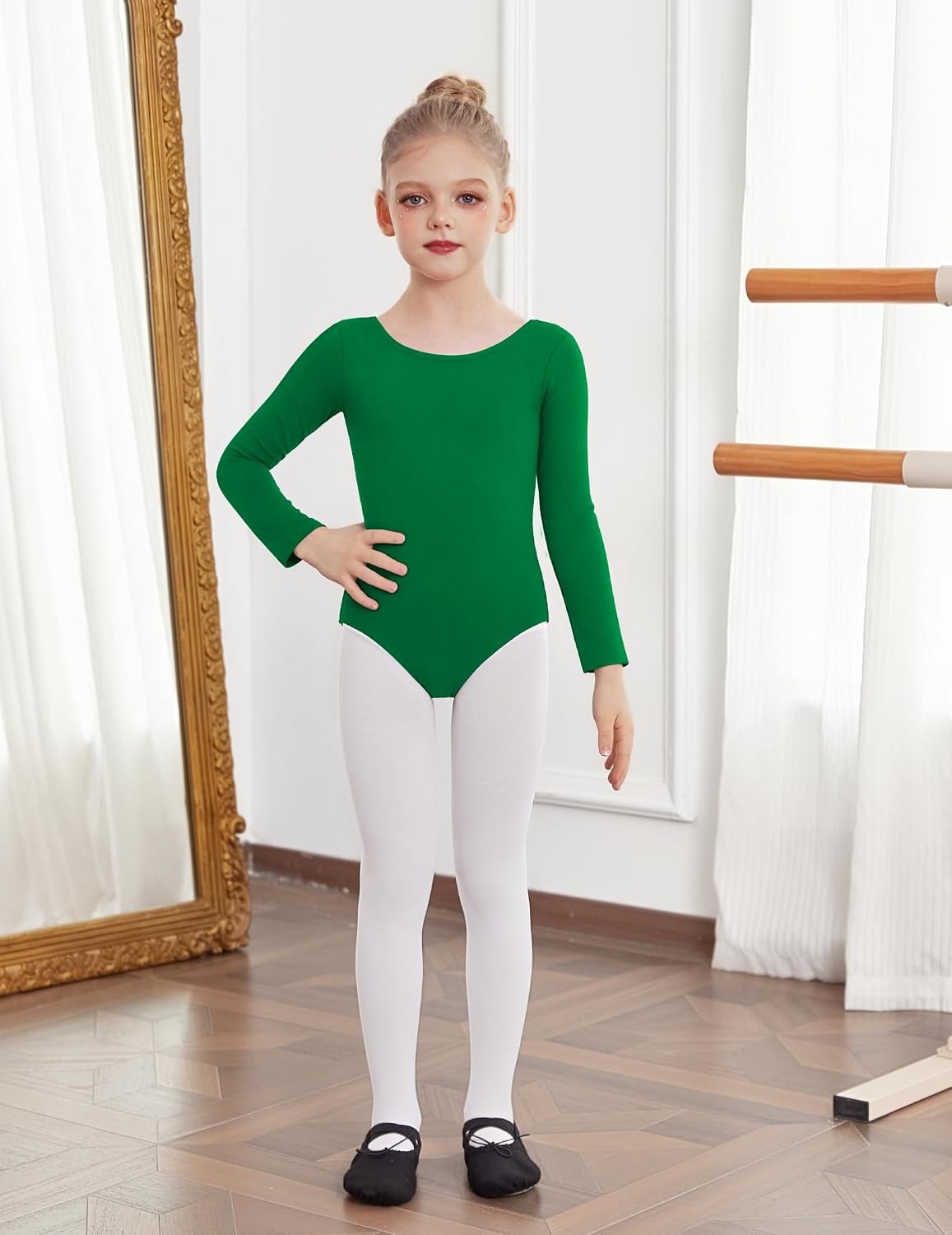 image:imageZaclotre Girls Long Sleeve Leotard for Ballet Dance Gymnastics OutfitsGreen