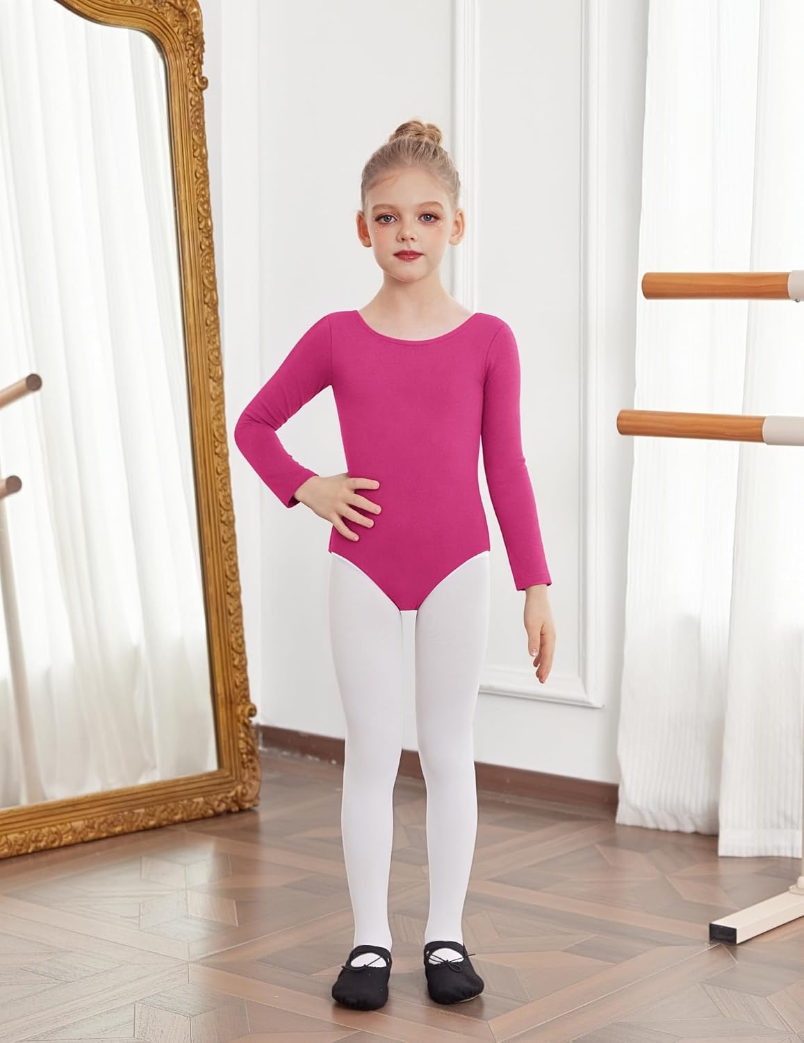 image:imageZaclotre Girls Long Sleeve Leotard for Ballet Dance Gymnastics OutfitsHot Pink
