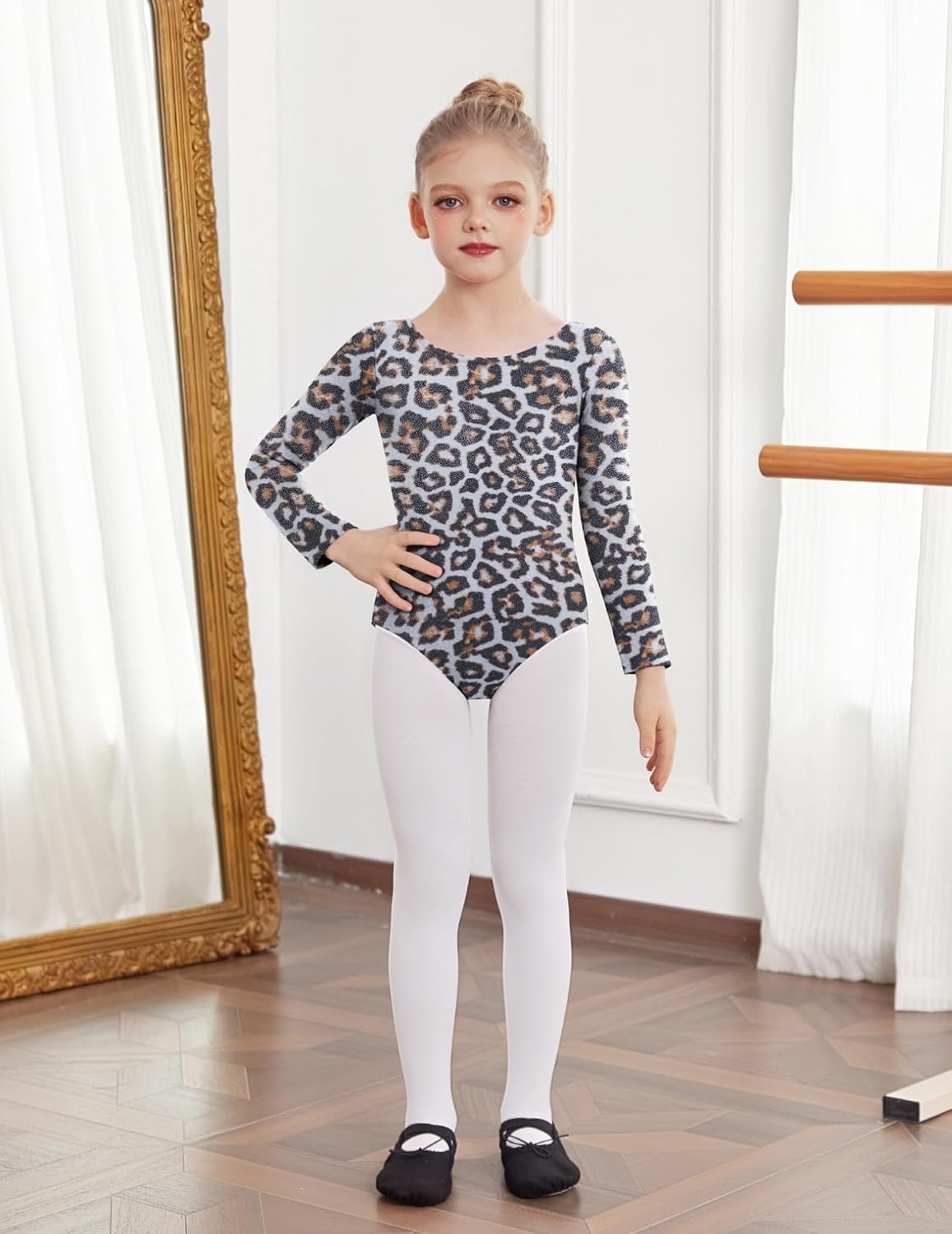 image:imageZaclotre Girls Long Sleeve Leotard for Ballet Dance Gymnastics OutfitsLeopard