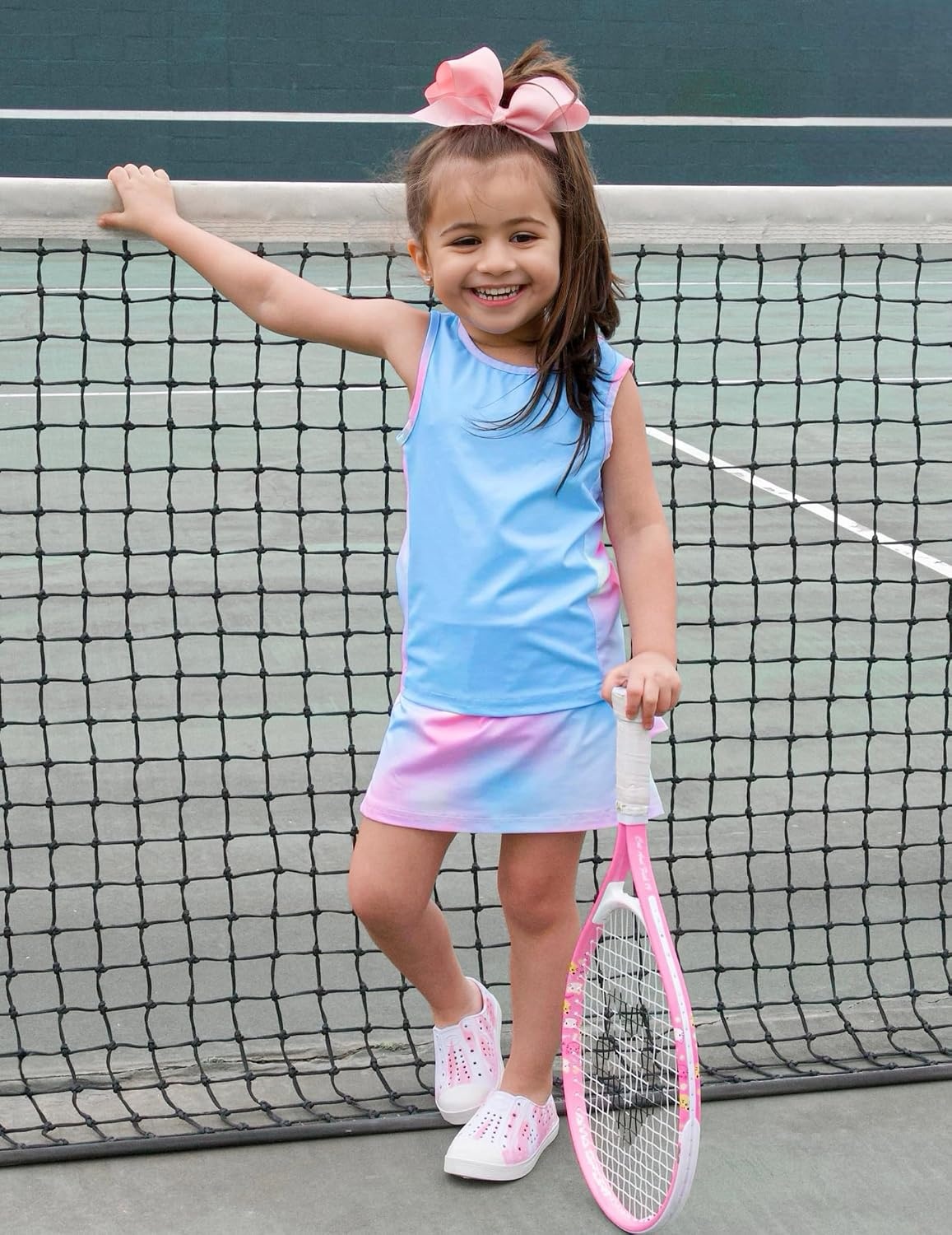 image:imageZaclotre Girls Tennis Dress with Pockets Sleeveless Tank Top and Skirt Sets 2 Piece Set Sleeveless with Shorts Double Layers Pleated Back Perfect for Athletic Tennis Golf 314 YearsTie Dye 2