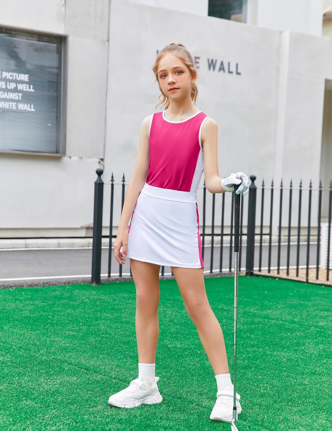 image:imageZaclotre Girls Tennis Dress with Pockets Sleeveless Tank Top and Skirt Sets 2 Piece Set Sleeveless with Shorts Double Layers Pleated Back Perfect for Athletic Tennis Golf 314 YearsHot Pink