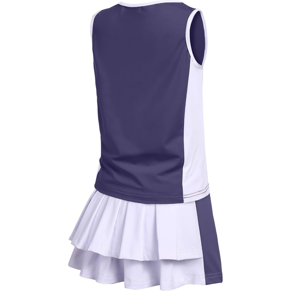 image:imageZaclotre Girls Tennis Dress with Pockets Sleeveless Tank Top and Skirt Sets 2 Piece Set Sleeveless with Shorts Double Layers Pleated Back Perfect for Athletic Tennis Golf 314 YearsNavy Blue